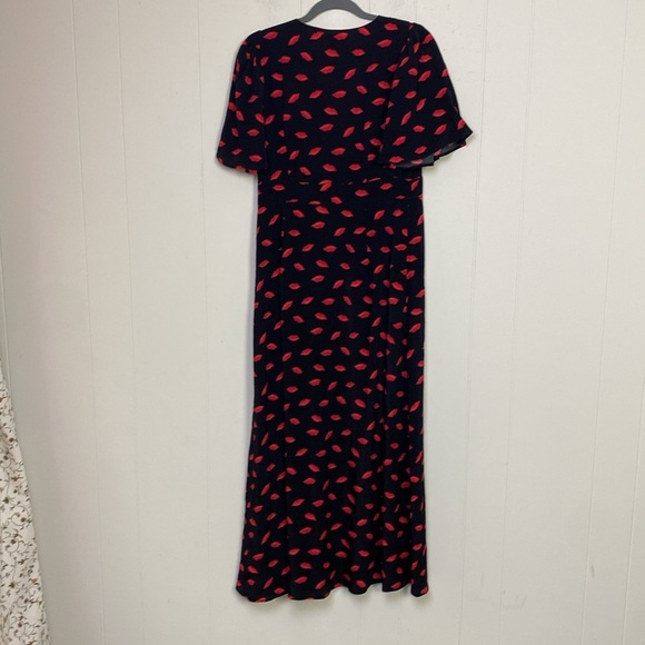Women's Short Sleeve Maxi Sundress - A New Day Black/Red Lip Print Sz 10 - Picture 8 of 9